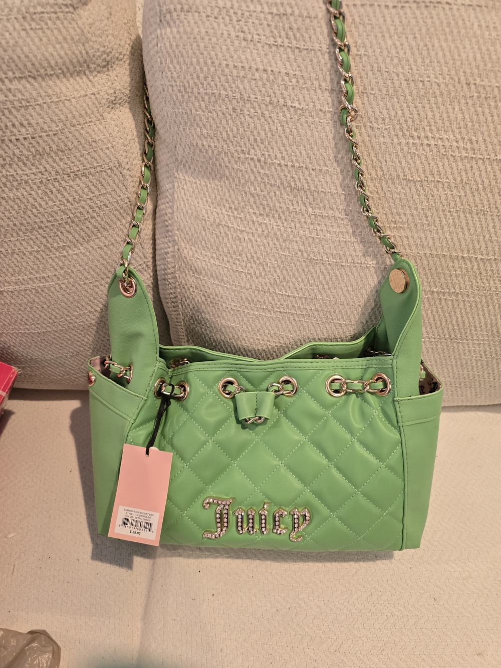 Juicy Couture Green Quilted Chain-Handle Shoulder Bag